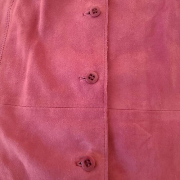 Worth Womens Long Sleeves Pointed Collar Suede Leather Coat Dusty Rose Size 6 - Picture 8 of 14